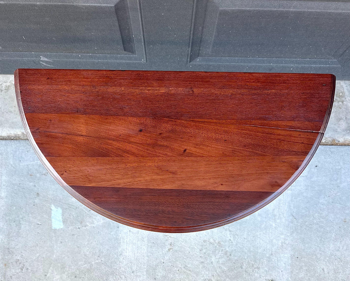 Antique Late 19th C Turned Bobbin Leg Mahogany Demilune Half Moon Table 25" Wide
