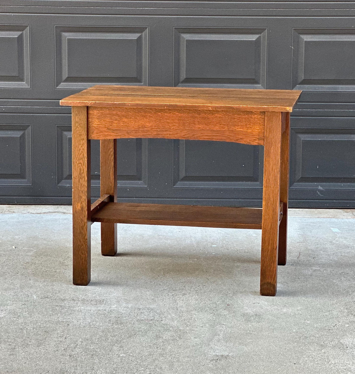 Antique Early 20th C Tiger Oak Arts and Crafts Accent Library Table 36" Wide