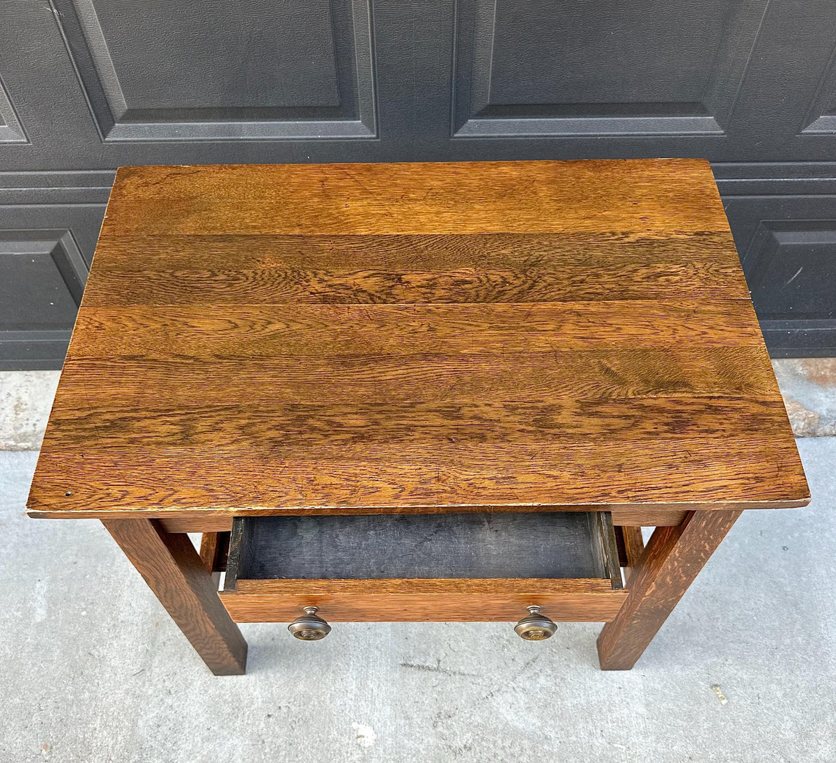 Antique Early 20th C Tiger Oak Arts and Crafts Accent Library Table 36" Wide