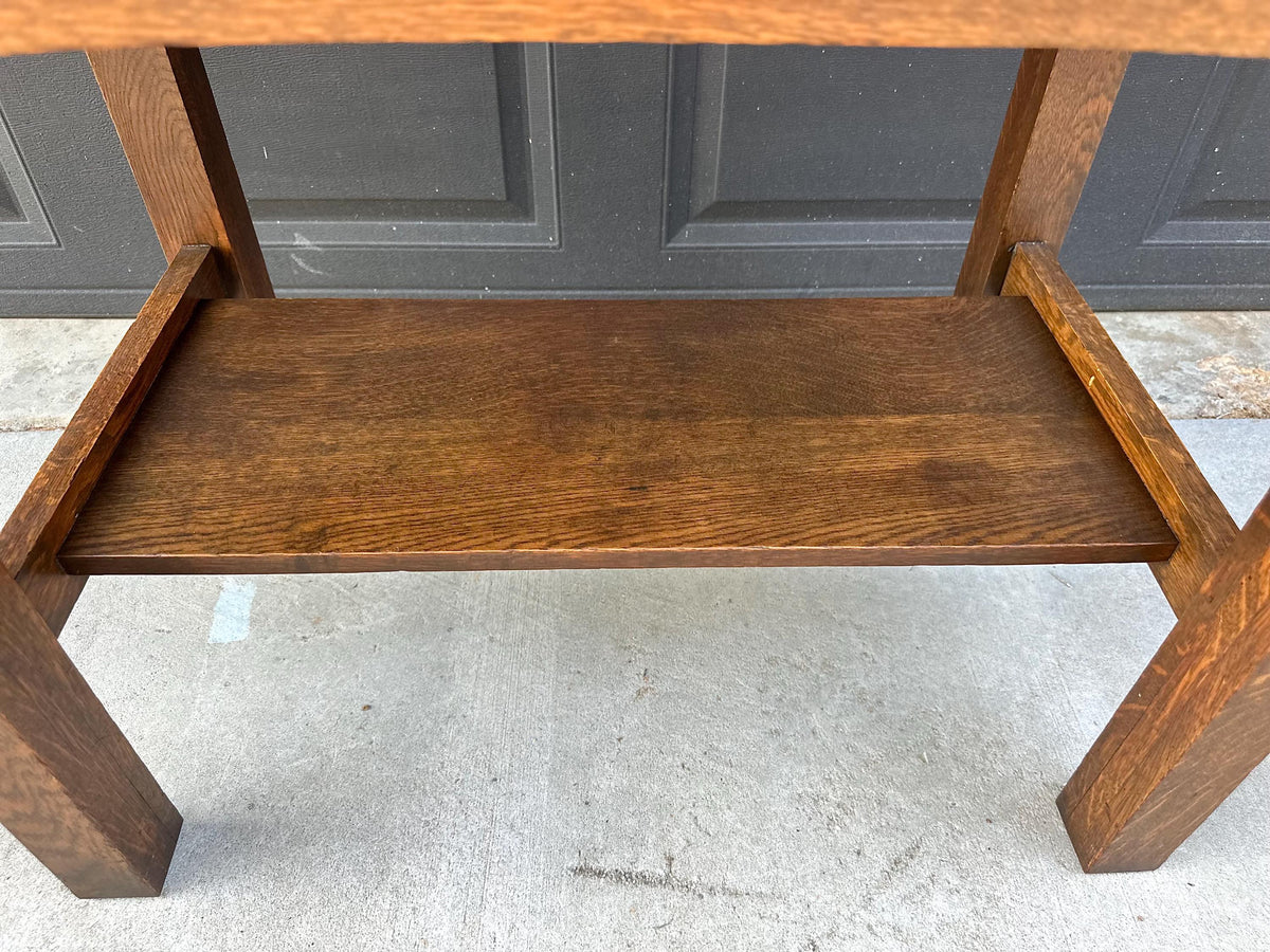 Antique Early 20th C Tiger Oak Arts and Crafts Accent Library Table 36" Wide