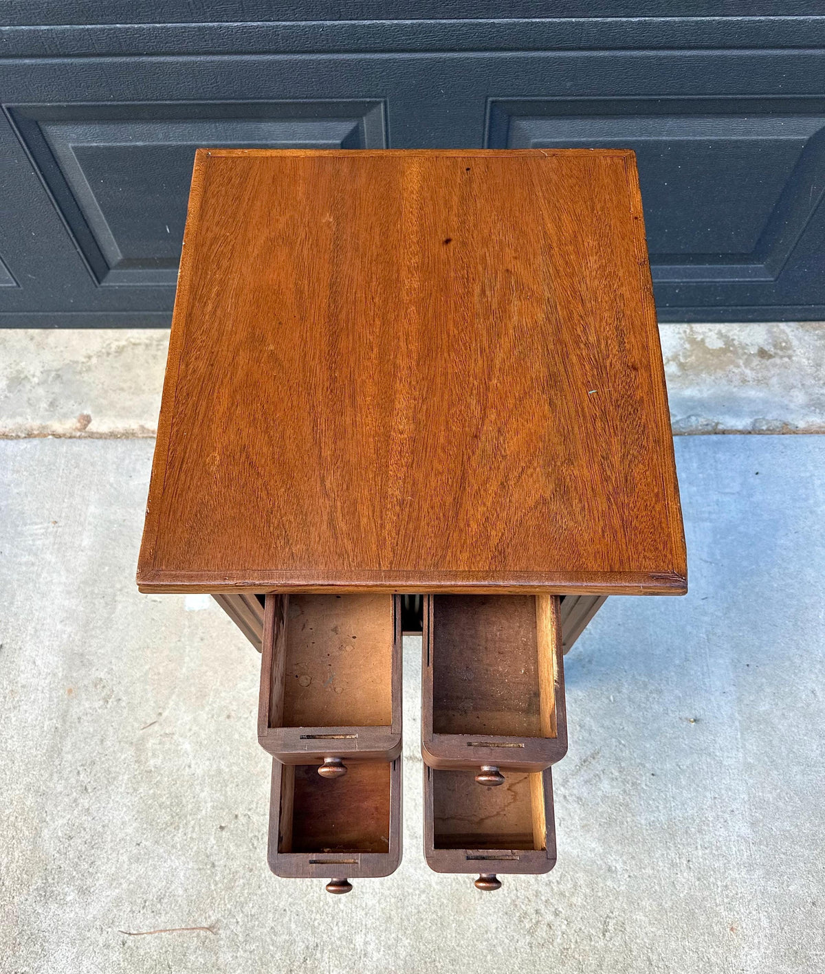 Antique Early 20th C Four Drawer Petite Walnut Wood Chest on Casters 18" Wide