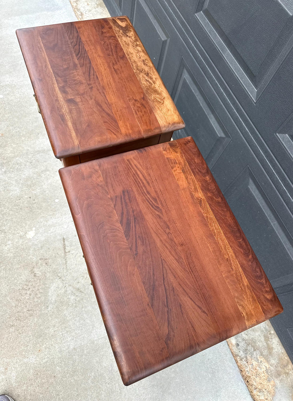 Vintage Mid 20th C Solid Cherry Single Drawer Open Shelf Nightstands 22" Wide - a Pair