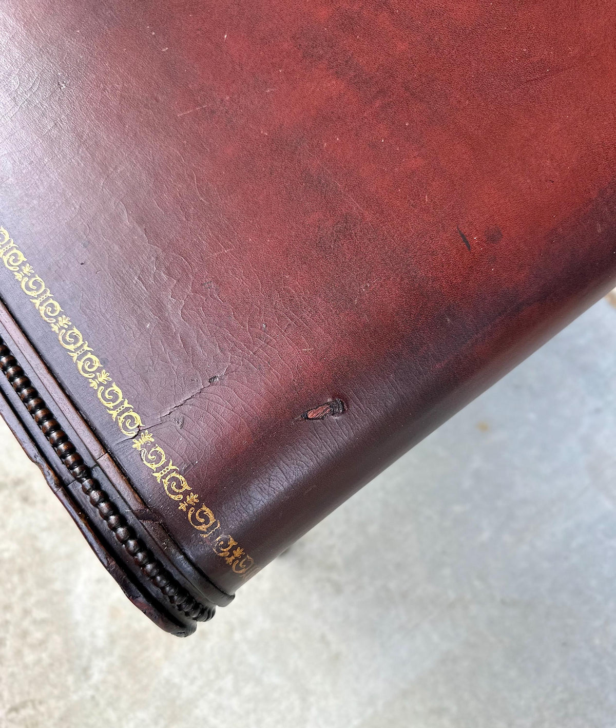 Vintage Mid 20th C Solid Mahogany & Leather Coffee Table with Drawer Storage 37.75" Wide
