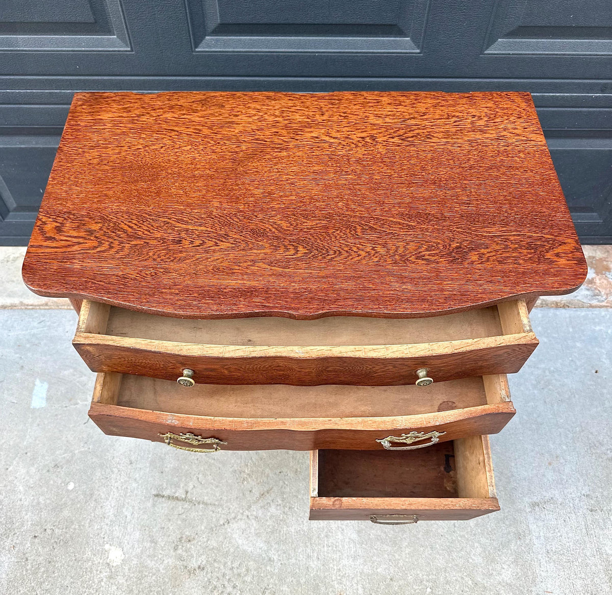 Antique Early 20th C Tiger Oak Chest of Drawers & Cabinet on Casters 32" Wide
