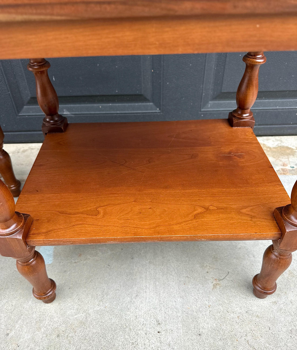 Vintage Mid 20th C Solid Cherry Single Drawer Open Shelf Nightstands 22" Wide - a Pair