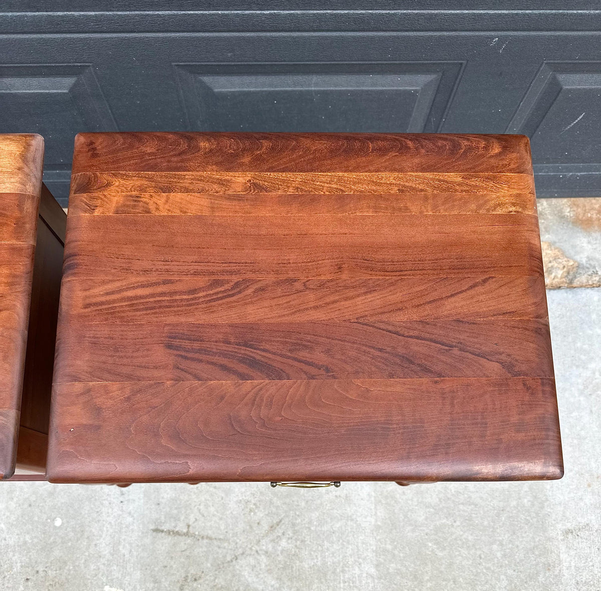 Vintage Mid 20th C Solid Cherry Single Drawer Open Shelf Nightstands 22" Wide - a Pair