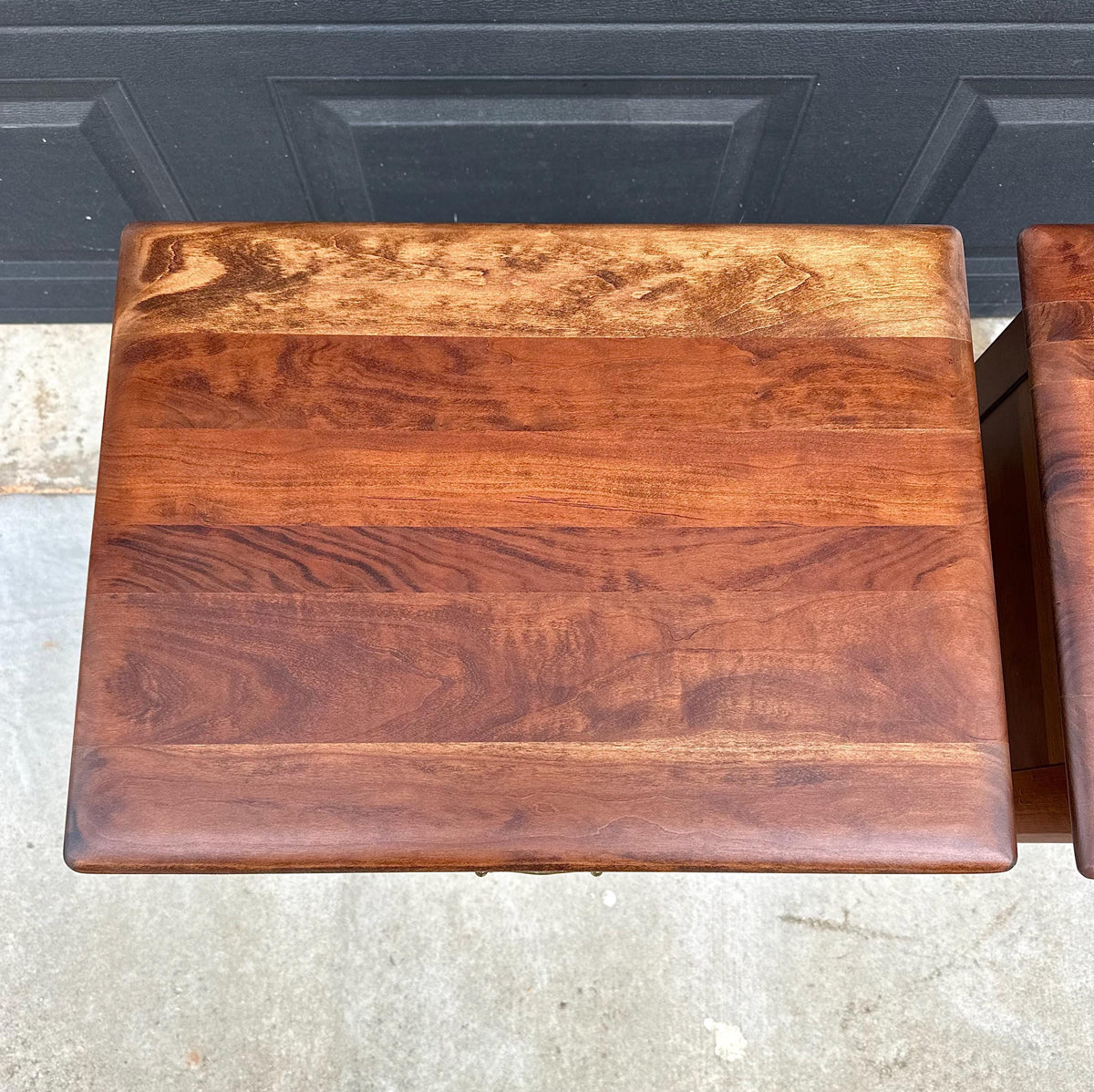 Vintage Mid 20th C Solid Cherry Single Drawer Open Shelf Nightstands 22" Wide - a Pair