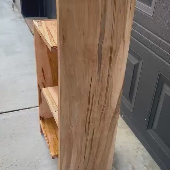 Handcrafted Solid Maple Wood Multi-Tiered Mid Mod Bookshelf
