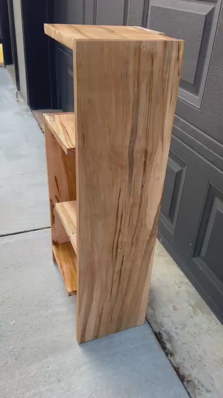 Handcrafted Solid Maple Wood Multi-Tiered Mid Mod Bookshelf