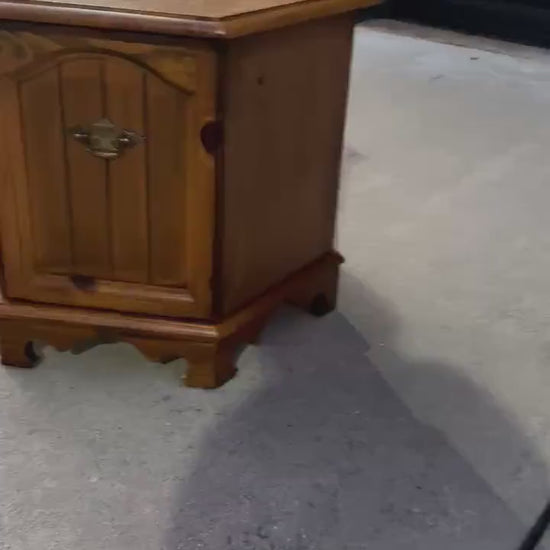 Vintage Oak Hexagon Cabinet End Table