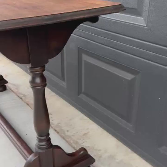 Antique Early 1900's Trestle Base Mahogany Wood Long Classic Sideboard Hallway Table