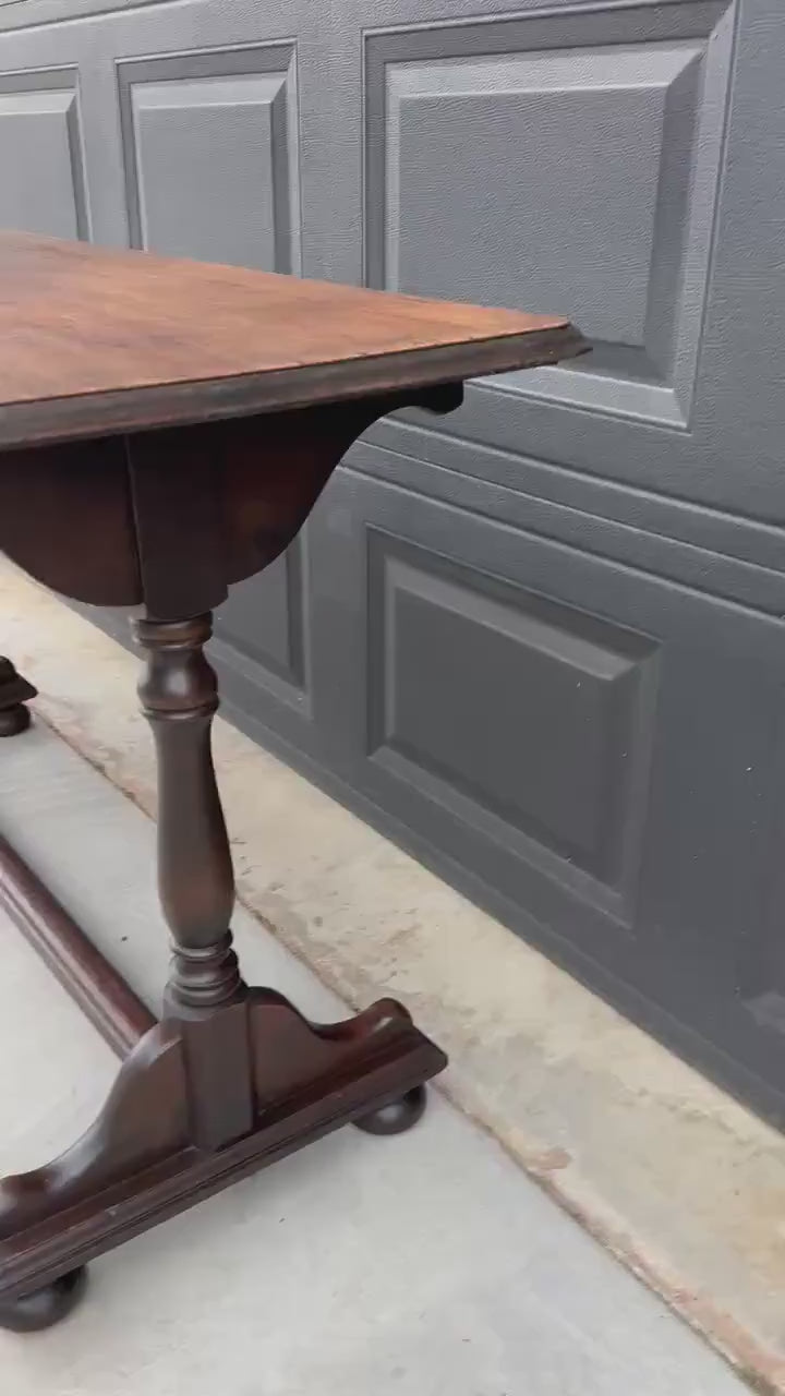 Antique Early 1900's Trestle Base Mahogany Wood Long Classic Sideboard Hallway Table