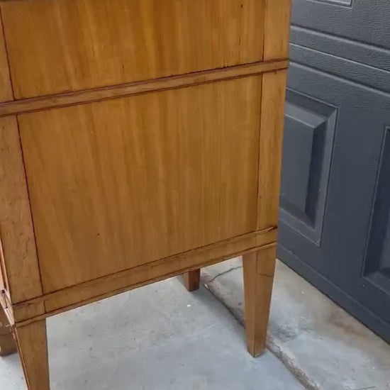 Antique Early 20th C Burl Maple & Mahogany Neoclassical Nightstands 12.5" Wide - a Pair