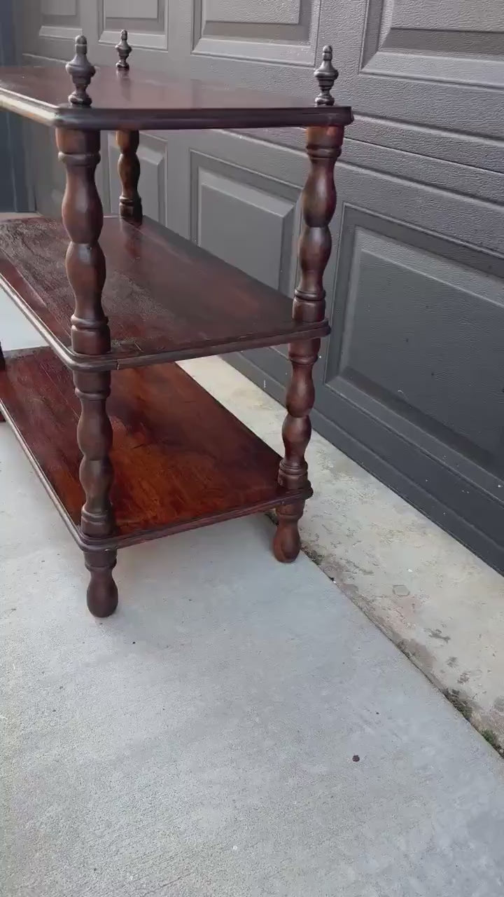 Antique Late 19th Century Solid Wood Turned Leg Mahogany Side Table