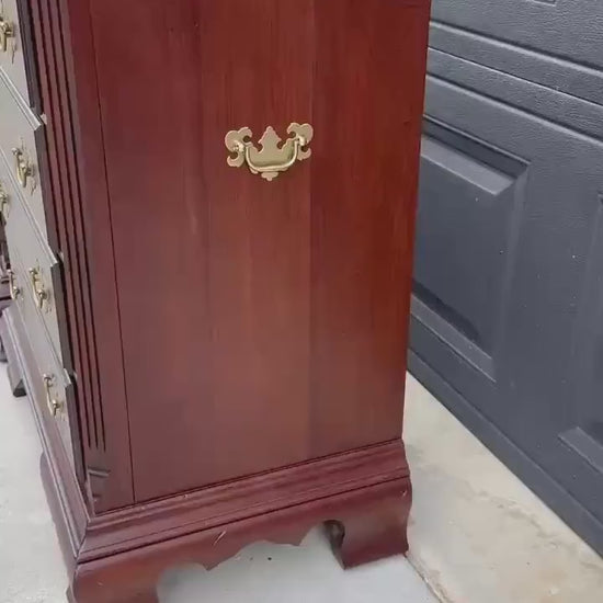 Vintage Solid Mahogany Wood Four Drawer Traditional Bedside Chests with Pull Out Tray - a Pair
