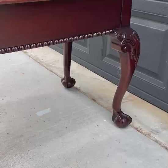 Vintage Late 20th Century Banded Mahogany Wood Chippendale Side Table