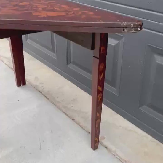Antique 1820's Art Nouveau Inlaid Mahogany Wood Foldable Corner & Tea Table