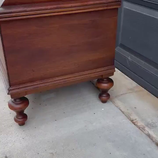 Antique Early 20th Century West Branch Cedar Trunk Lift Top Storage Entry Bench | Raised Wood Chest 45" Wide
