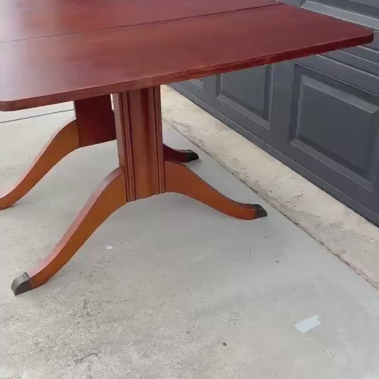 Vintage Mid 1900's Solid Wood Expanding Drop Leaf Mahogany Dining Table