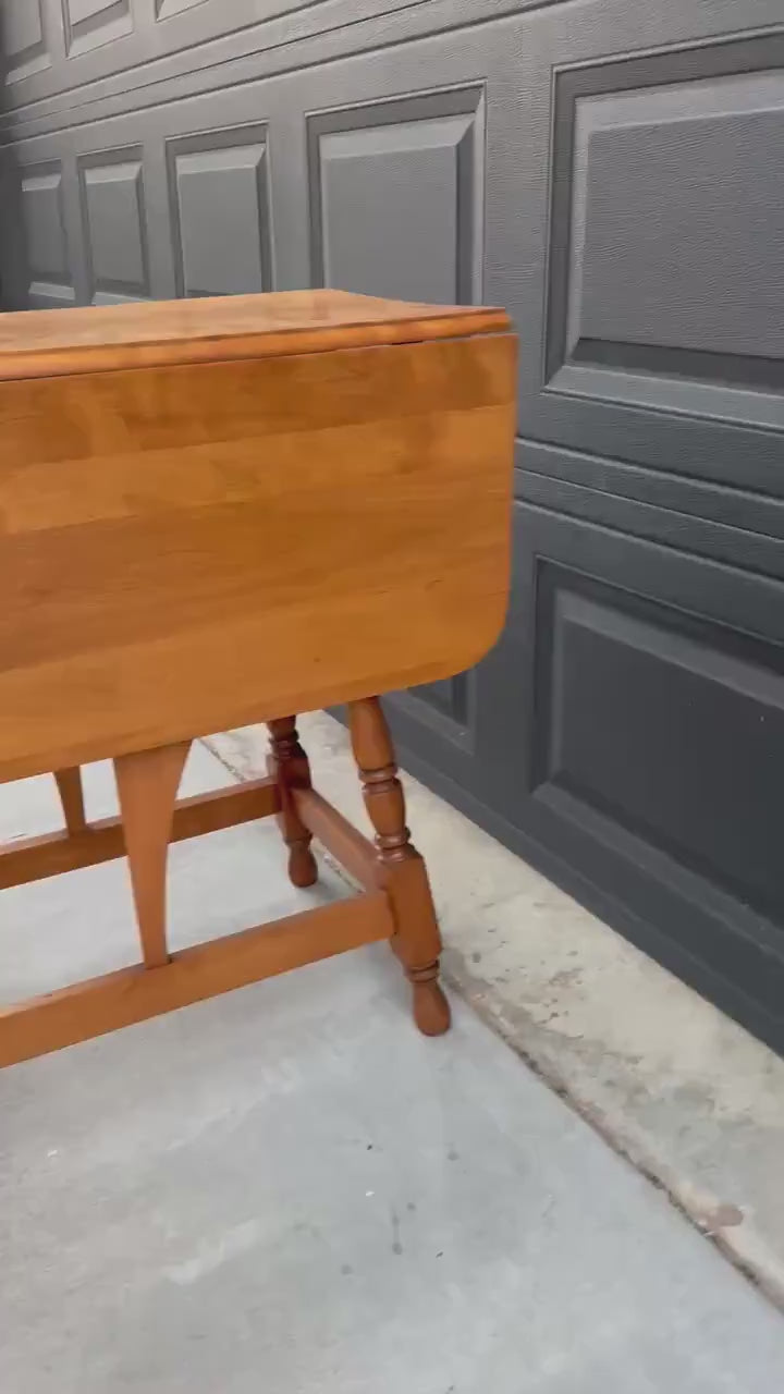 Vintage Mid 1900's Solid Wood Extending Gateleg Maple Dining Table