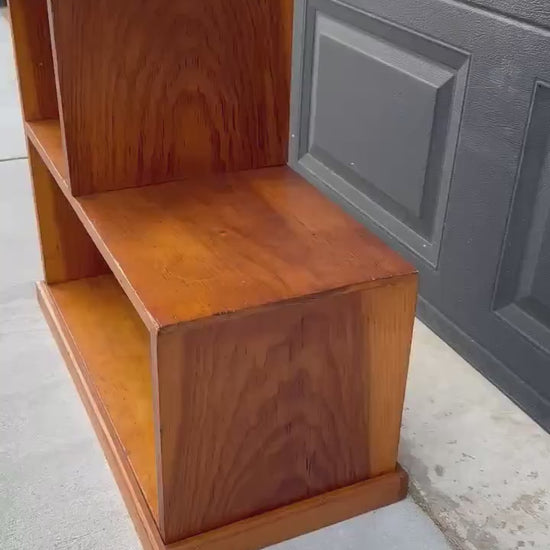 Vintage Mid 1900's Solid Cedar Wood Mid Mod Bookshelf Small Side Table