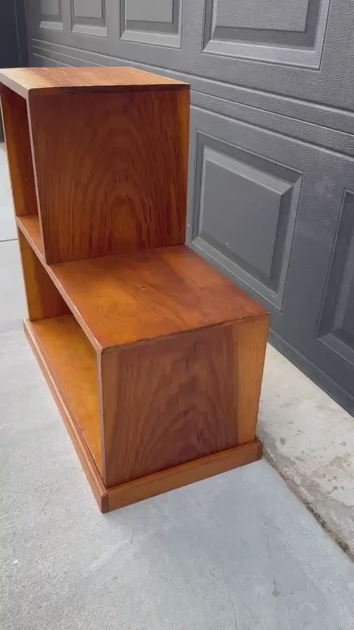 Vintage Mid 1900's Solid Cedar Wood Mid Mod Bookshelf Small Side Table