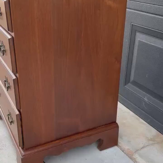 Vintage Mid 20th Century Solid Wood Five Drawer Cherry Nightstand Accent Storage Chest