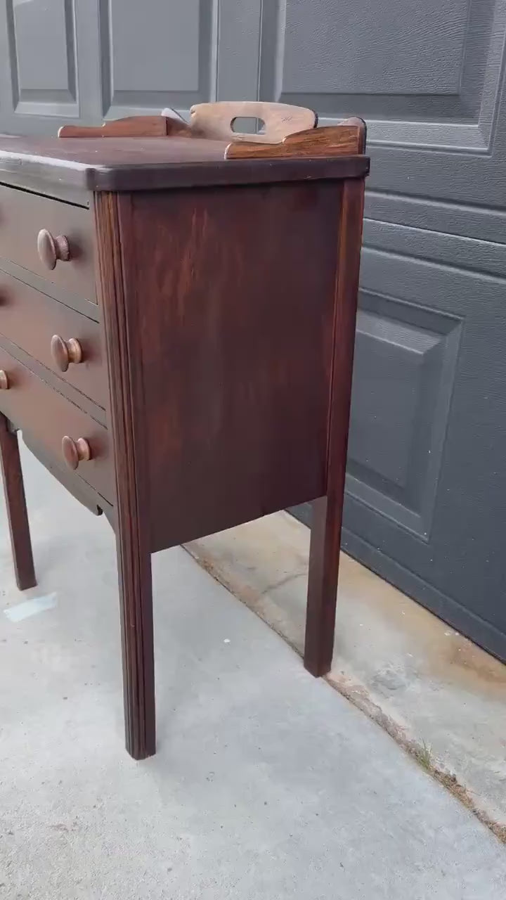 Antique Early 20th C Mahogany English Country Side Accent Table 17.75" Wide