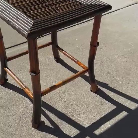 Vintage Burnished Bamboo Accent Side Table