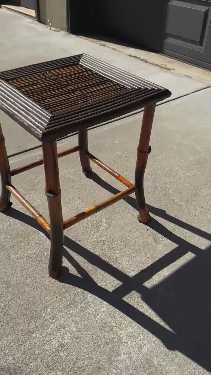 Vintage Burnished Bamboo Accent Side Table