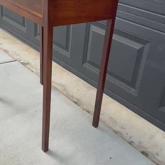 Antique 1870’s Solid Mahogany Wood Banded Drawer Accent Table