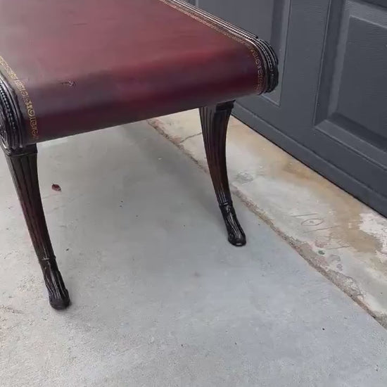 Vintage Mid 20th C Solid Mahogany & Leather Coffee Table with Drawer Storage 37.75" Wide
