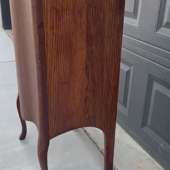 Antique Early 1900's Tall Tiger Oak Table Enclosed Storage Cabinet