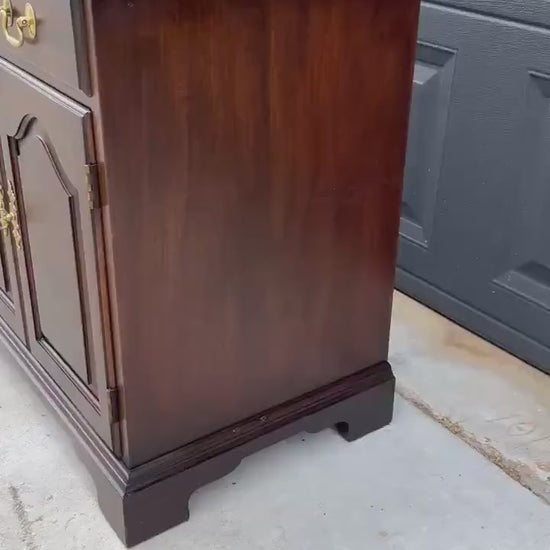 Vintage Late 20th Century Henkel Harris Solid Wood Cabinet Nightstands with Drawer – a Pair