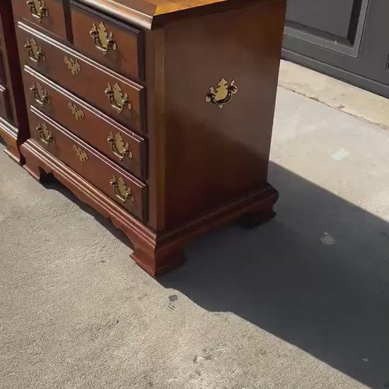 Pair of Vintage Solid Cherry Four Drawer Traditional Nightstands