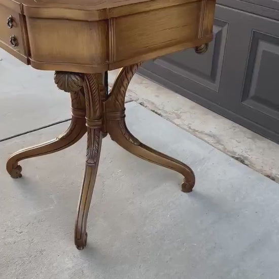 Vintage Tan Leather Top Single Drawer Lamp Table