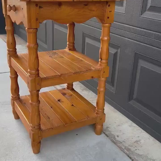 Vintage Mid 1900's Solid Wood Spindle Leg Single Drawer End Table