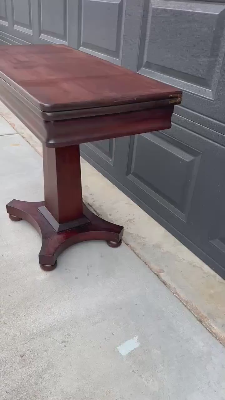 Antique Late 1800's Solid Wood Expandable Crotch Mahogany Hall Table