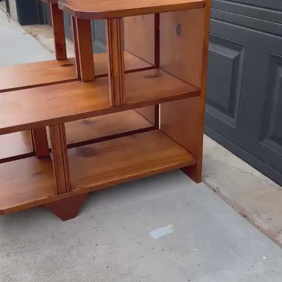 Vintage Mid 20th C Solid Pine Open Shelf Narrow Side Tables 11.5" Wide - a Pair