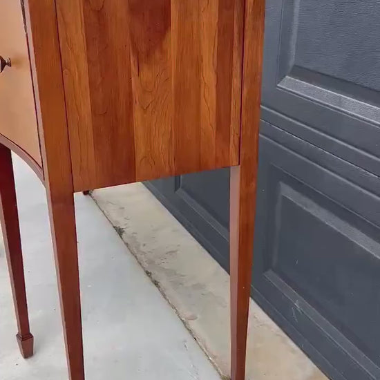 Vintage Late 20th C Solid Wood Two Tone Six Leg Narrow Sheraton Console Table with Cabinet & Drawer Storage