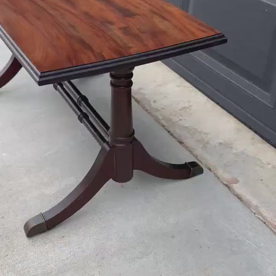 Antique Early 1900's Sheraton Solid Wood Round Stretcher Base Mahogany Coffee Table