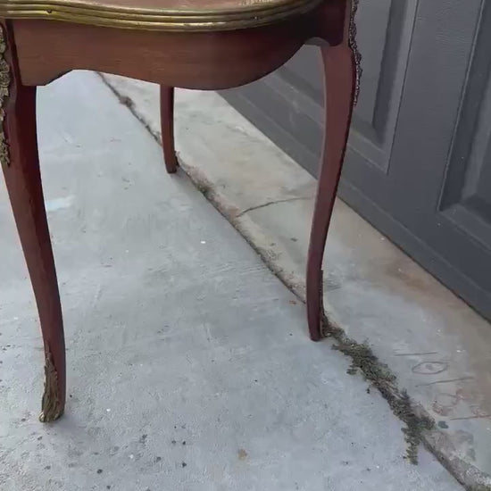 Antique 1920s Louis XV Ormolu Marquetry Spanish Tiger Maple Coffee Tea Table