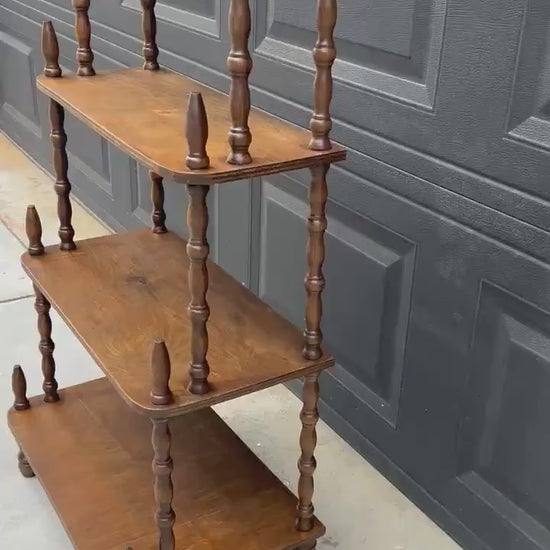 Antique Late 1800's Multi-Tier Turned Leg Narrow Whatnot 20" Wide Display Shelf