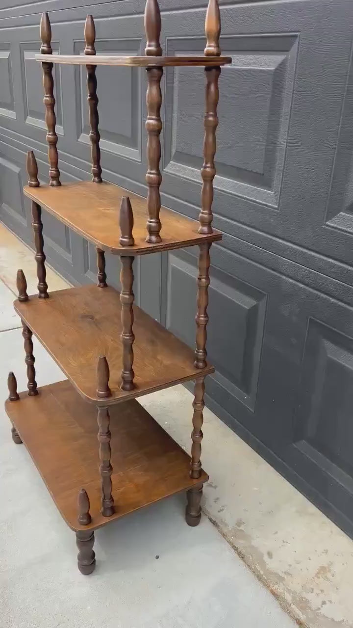 Antique Late 1800's Multi-Tier Turned Leg Narrow Whatnot 20" Wide Display Shelf