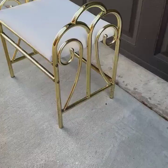 Vintage 1980's Gold Vanity Stool