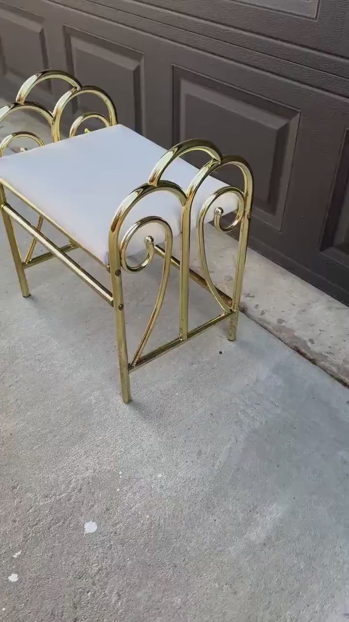 Vintage 1980's Gold Vanity Stool