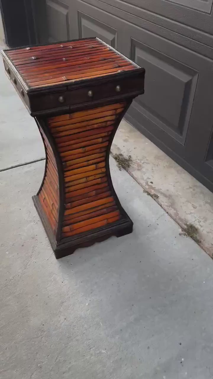 Vintage Handmade Burnished Bamboo Plant Stand