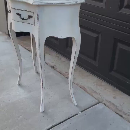 Vintage White Painted Solid Wood French Accent Entry Table