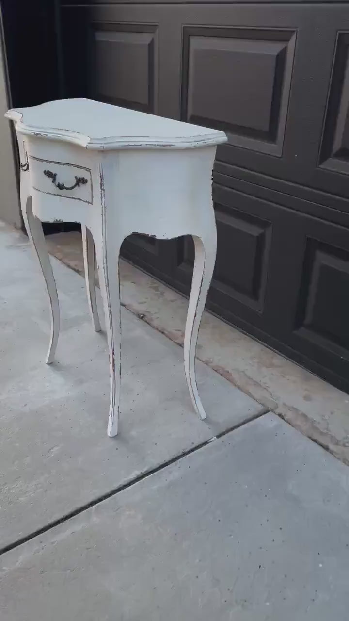 Vintage White Painted Solid Wood French Accent Entry Table